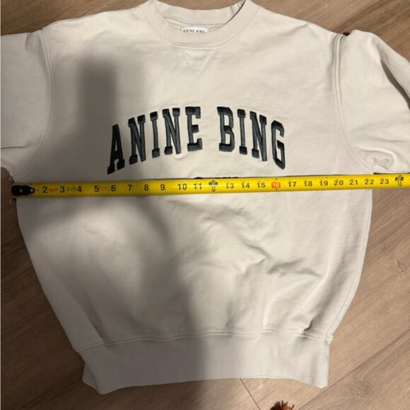 ANINE BING Sweatshirt Cream/Green Small Excellent Condition - Picture 5 of 5